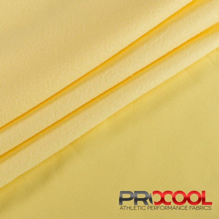 Choose sustainability with our ProCool FoodSAFE® Medium Weight Soft Fleece Fabric (W-344), in Baby Yellow is designed for Breathable