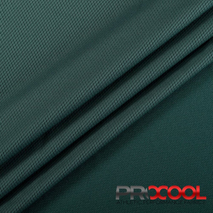 Experience the Light-Medium Weight with ProCool® Dri-QWick™ Jersey Mesh CoolMax Fabric (W-434) in Deep Green. Performance-oriented.