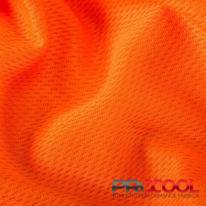 Luxurious ProCool® Dri-QWick™ Jersey Mesh Silver CoolMax Fabric (W-433) in Blaze Orange, designed for Bras. Elevate your craft.