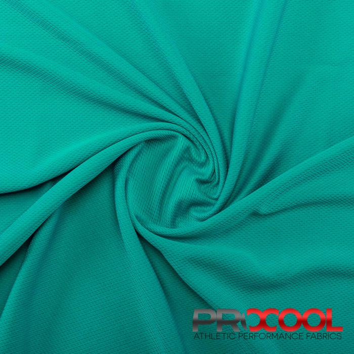 Experience the Nanoparticle Free with ProCool® Dri-QWick™ Jersey Mesh Silver CoolMax Fabric (W-433) in Deep Teal. Performance-oriented.
