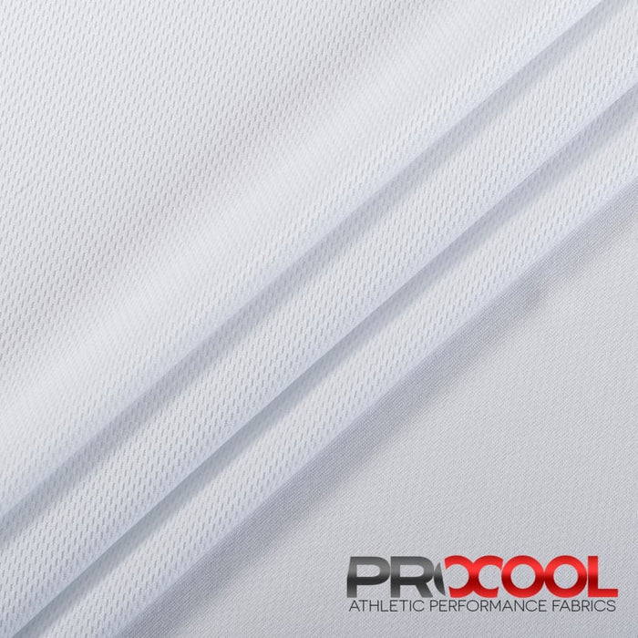 Experience the Latex Free with ProCool FoodSAFE® Light-Medium Weight Jersey Mesh Fabric (W-337) in White. Performance-oriented.