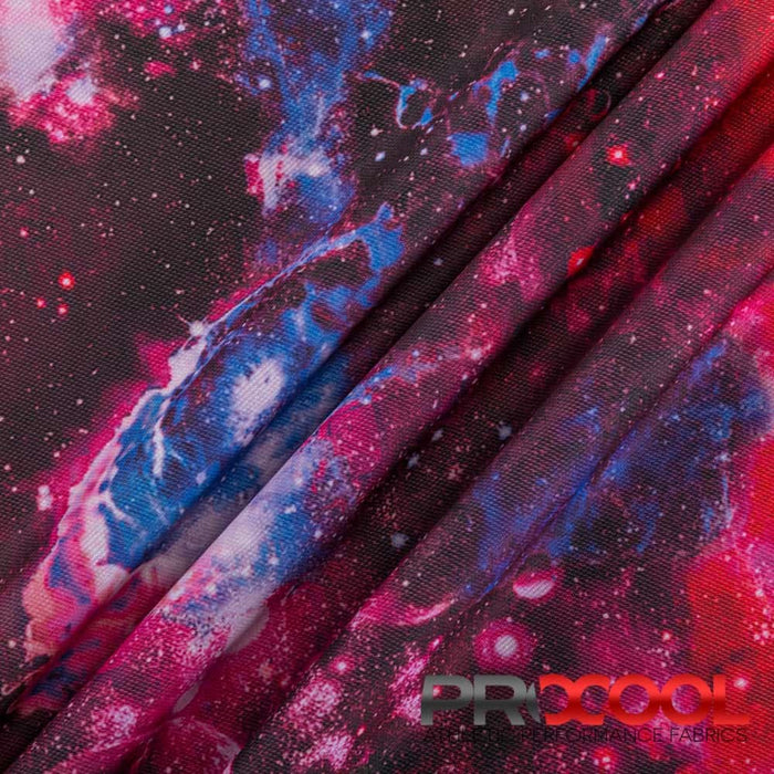 ProCool® Dri-QWick™ Sports Pique Mesh Print CoolMax Fabric  (W-620) in Red Galaxy, ideal for Shorts. Durable and vibrant for crafting.