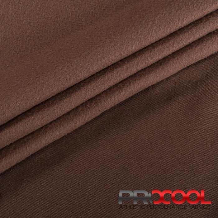 Experience the Breathable with ProCool FoodSAFE® Medium Weight Soft Fleece Fabric (W-344) in Chocolate. Performance-oriented.