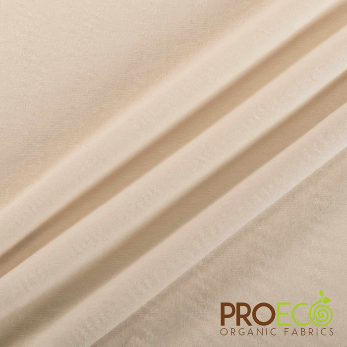 ProECO® Stretch-FIT Organic Cotton SHEER Jersey LITE Fabric Natural Used for Bed sheets