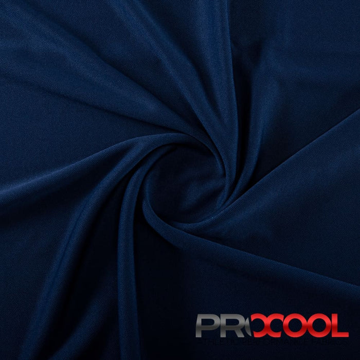 Versatile ProCool® Dri-QWick™ Sports Pique Mesh Silver CoolMax Fabric (W-529) in Sports Navy for Fitness Wear. Beauty meets function in design.