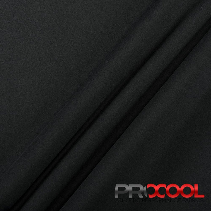 Experience the Medium Weight with ProCool® Heavy Performance Interlock Silver CoolMax Fabric (W-652) in Black. Performance-oriented.