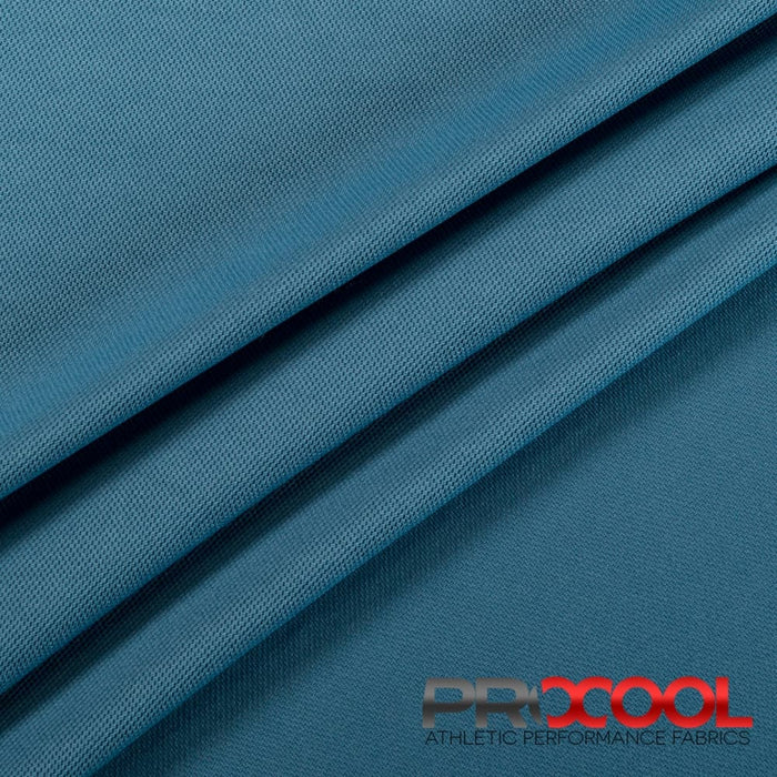 Choose sustainability with our ProCool® Dri-QWick™ Sports Pique Mesh Silver CoolMax Fabric (W-529), in Denim Blue is designed for Vegan