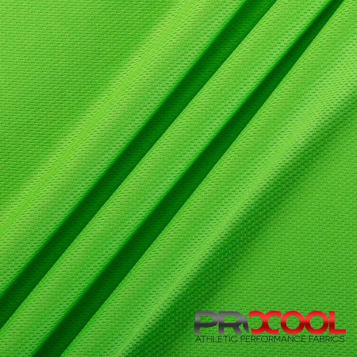 ProCool FoodSAFE® Light-Medium Weight Jersey Mesh Fabric (W-337) with HypoAllergenic in Spring Green. Durability meets design.