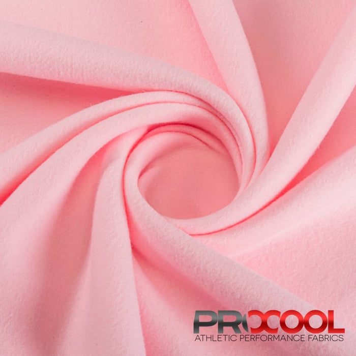 Meet our ProCool FoodSAFE® Medium Weight Soft Fleece Fabric (W-344), crafted with top-quality Vegan in Baby Pink for lasting comfort.