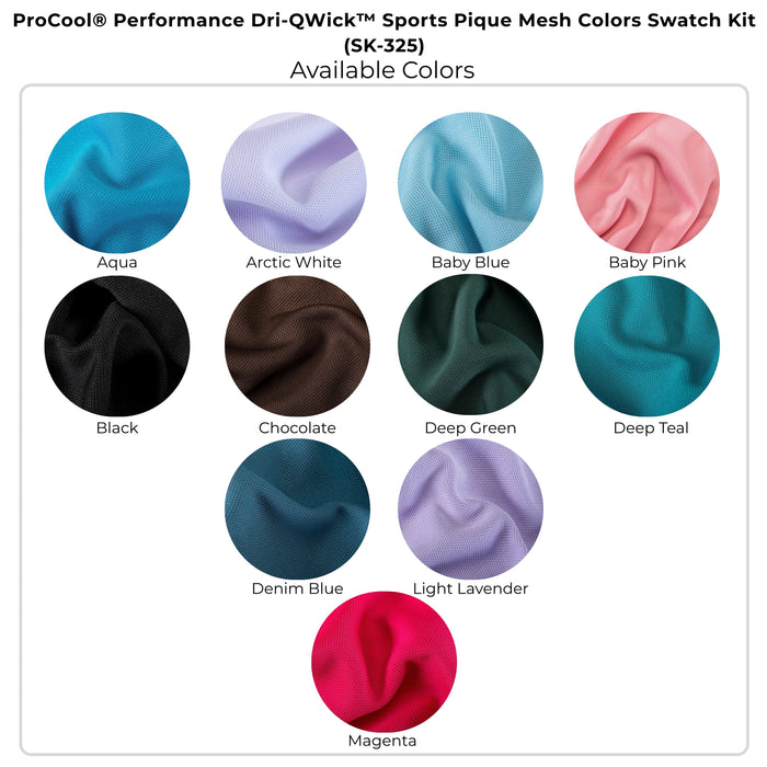 ProCool® Performance Dri-QWick™ Sports Pique Mesh Colors Swatch Kit (SK-325)