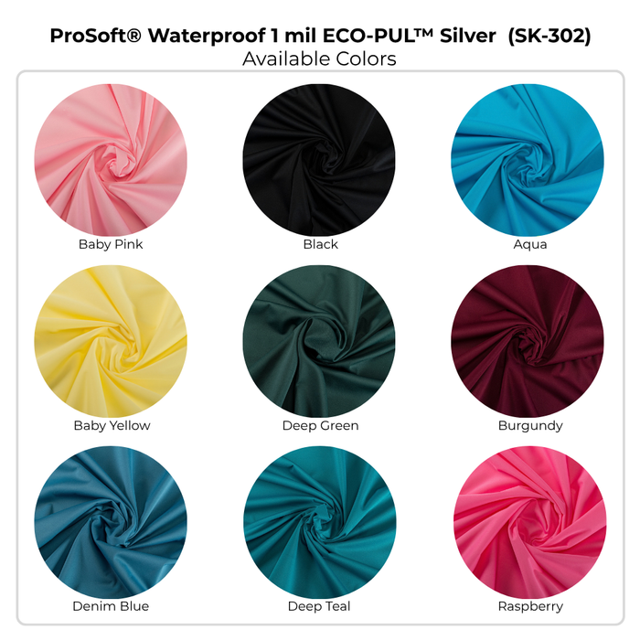 ProSoft® Waterproof 1 mil ECO-PUL™ Silver Fabric Colors Swatch Kit (SK-302)