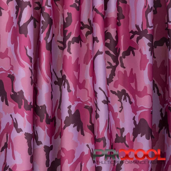 ProCool® Performance Interlock Print CoolMax Fabric (W-513) in Pink Hunter Camo is designed for Vegan. Advanced fabric for superior results.