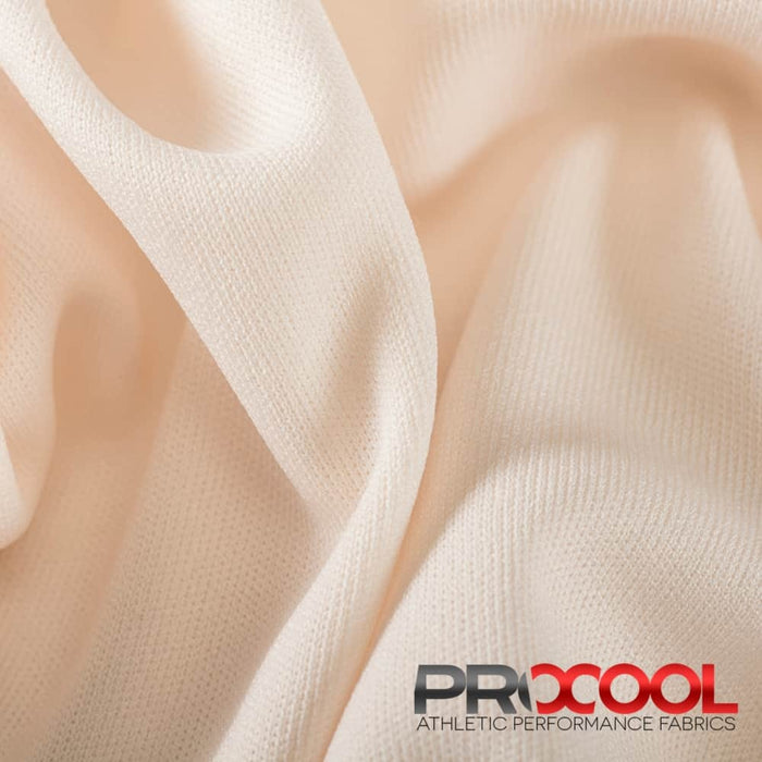 ProCool® Performance Interlock Silver CoolMax Fabric (W-435-Rolls) in Cream, ideal for Circus Tricks. Durable and vibrant for crafting.