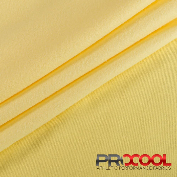 Luxurious ProCool® Dri-QWick™ Sports Fleece CoolMax Fabric (W-212) in Light Yellow, designed for Sweaters. Elevate your craft.