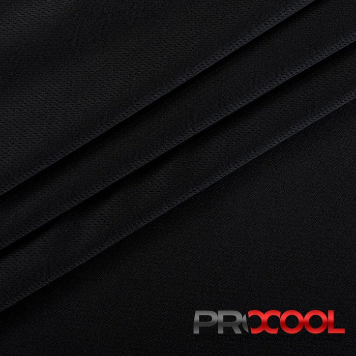 Experience the Child Safe with ProCool® Dri-QWick™ Jersey Mesh Silver CoolMax Fabric (W-433) in Black. Performance-oriented.