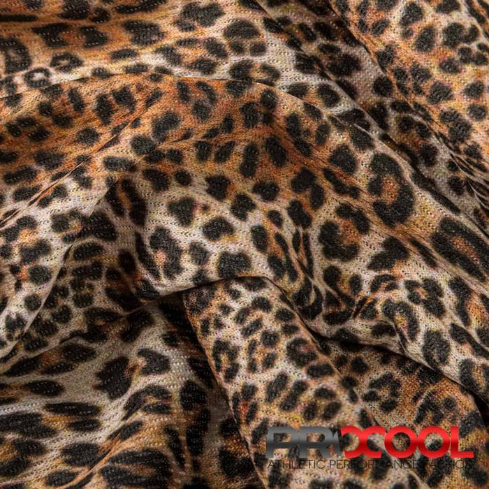 ProCool® Dri-QWick™ Jersey Mesh Print CoolMax Fabric (W-622) with Vegan in Baby Leopard. Durability meets design.