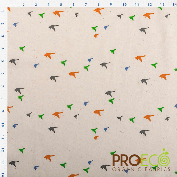 ProECO® Organic Cotton Twill Print Fabric Birds Used for Lunch box liners