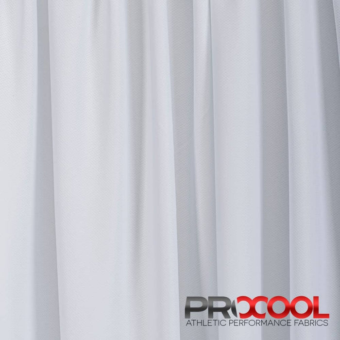 Experience the Stay Dry with ProCool FoodSAFE® Light-Medium Weight Jersey Mesh Fabric (W-337) in White. Performance-oriented.
