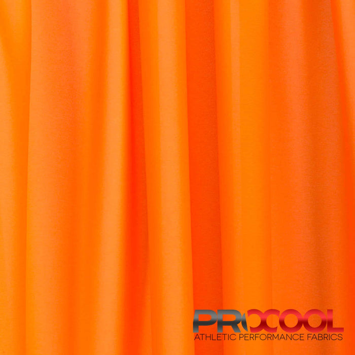 Choose sustainability with our ProCool® Performance Interlock CoolMax Fabric (W-440-Yards), in Neon Orange is designed for HypoAllergenic
