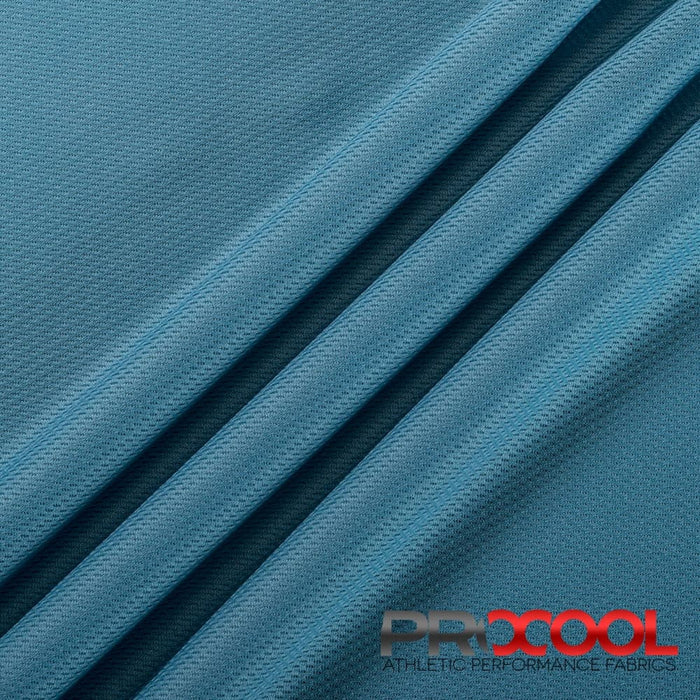 Experience the Vegan with ProCool FoodSAFE® Light-Medium Weight Jersey Mesh Fabric (W-337) in Denim Blue. Performance-oriented.