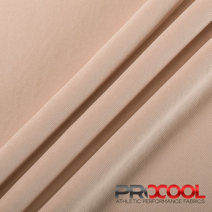 Choose sustainability with our ProCool® Dri-QWick™ Sports Pique Mesh Silver CoolMax Fabric (W-529), in Nude is designed for Medium-Heavy Weight