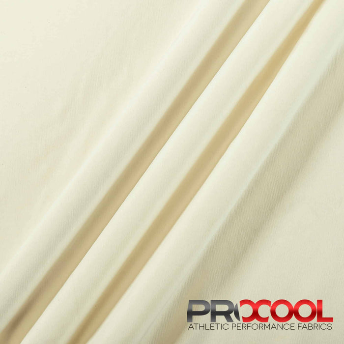 Experience the BPA Free with ProCool® Nylon Sports Interlock CoolMax Fabric (W-667) in Natural White. Performance-oriented.