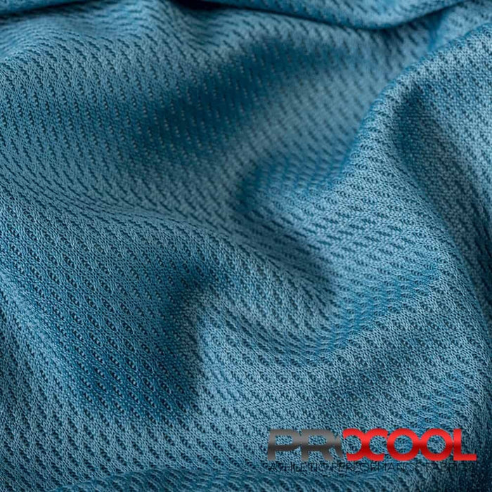 ProCool FoodSAFE® Light-Medium Weight Jersey Mesh Fabric (W-337) with Stay Dry in Denim Blue. Durability meets design.