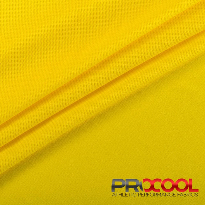 Experience the HypoAllergenic with ProCool® Dri-QWick™ Jersey Mesh Silver CoolMax Fabric (W-433) in Citron Yellow. Performance-oriented.