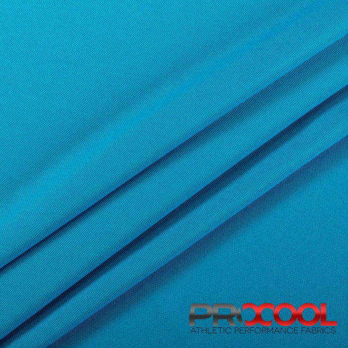 Stay dry and confident in our ProCool® Dri-QWick™ Sports Pique Mesh CoolMax Fabric (W-514) with Vegan in Aqua