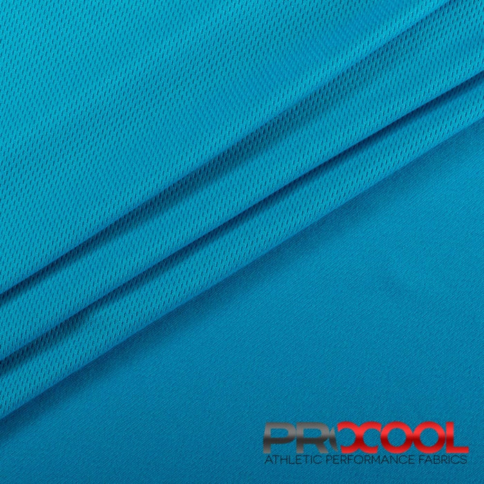 ProCool® Dri-QWick™ Jersey Mesh Silver CoolMax Fabric (W-433) in Aqua, ideal for Shorts. Durable and vibrant for crafting.