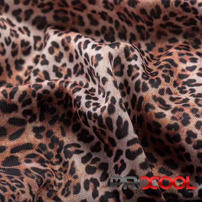 Experience the Breathable with ProCool® Performance Interlock Print CoolMax Fabric (W-513) in Baby Leopard. Performance-oriented.
