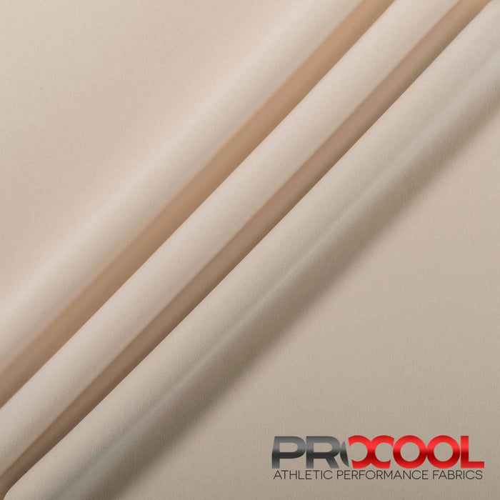 Experience the Child Safe with ProCool FoodSAFE® Lightweight Lining Interlock Fabric (W-341) in Cream. Performance-oriented.