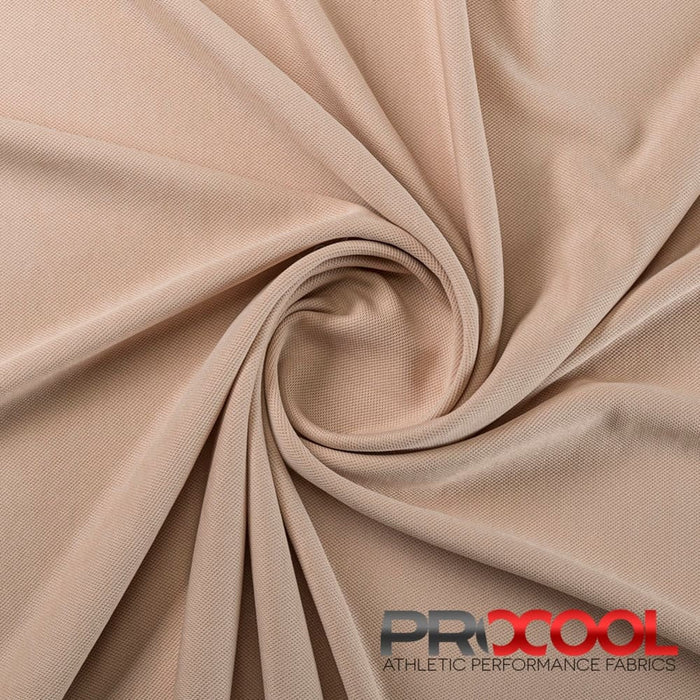 Experience the Medium-Heavy Weight with ProCool FoodSAFE® Medium Weight Pique Mesh CoolMax Fabric (W-336) in Nude. Performance-oriented.