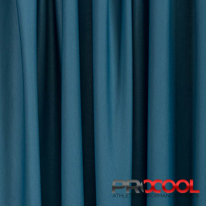 Versatile ProCool® Dri-QWick™ Sports Pique Mesh Silver CoolMax Fabric (W-529) in Denim Blue for Fitness Wear. Beauty meets function in design.
