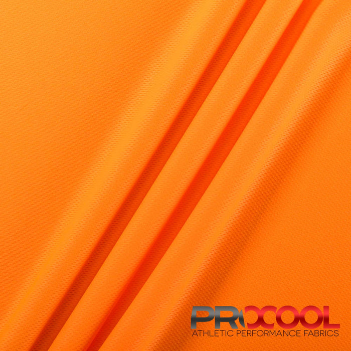 Meet our ProCool® Dri-QWick™ Jersey Mesh Silver CoolMax Fabric (W-433), crafted with top-quality Vegan in Neon Orange for lasting comfort.