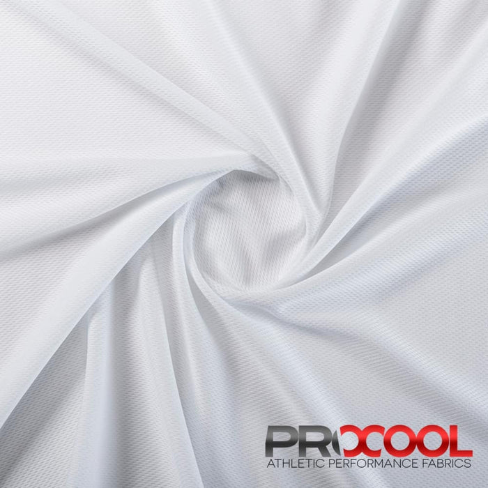 Experience the HypoAllergenic with ProCool® Dri-QWick™ Jersey Mesh CoolMax Fabric (W-434) in White. Performance-oriented.