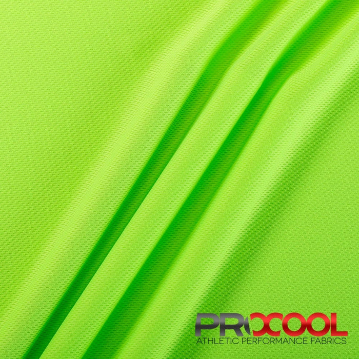 ProCool FoodSAFE® Light-Medium Weight Jersey Mesh Fabric (W-337) with HypoAllergenic in Neon Green. Durability meets design.