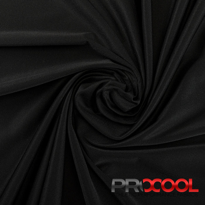 Experience the Antimicrobial with ProCool® Nylon Sports Interlock Silver CoolMax Fabric (W-666) in Black. Performance-oriented.