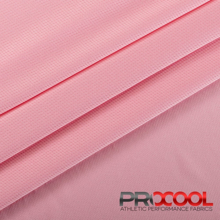 Discover the functionality of the ProCool® Dri-QWick™ Jersey Mesh Silver CoolMax Fabric (W-433) in Baby Pink. Perfect for Fitness Wear, this product seamlessly combines beauty and utility