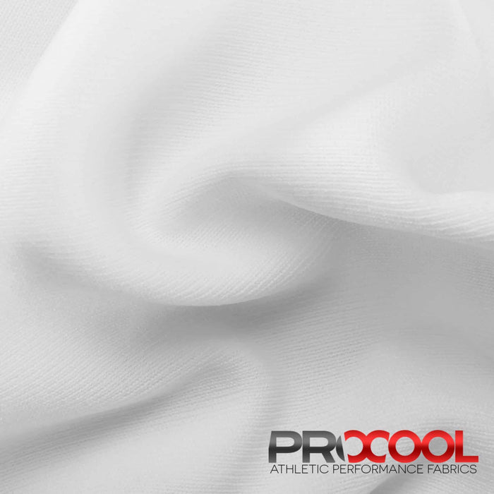 ProCool® Performance Interlock CoolMax Fabric (W-440-Rolls) in White, ideal for Circus Tricks. Durable and vibrant for crafting.