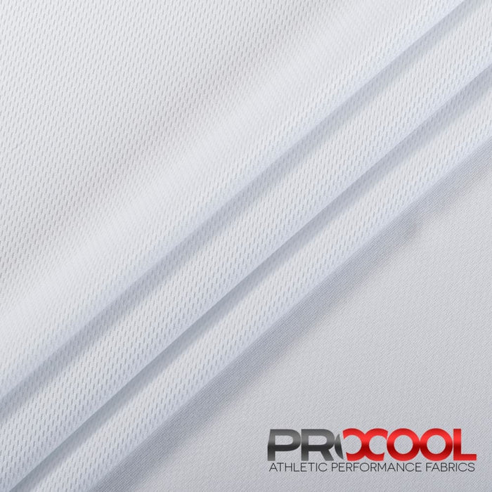 ProCool® Dri-QWick™ Jersey Mesh Silver CoolMax Fabric (W-433) in White is designed for Light-Medium Weight. Advanced fabric for superior results.