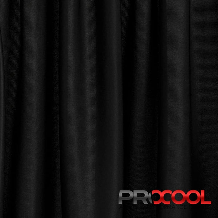 Luxurious ProCool® Nylon Sports Interlock CoolMax Fabric (W-667) in Black, designed for Bathing Suits. Elevate your craft.