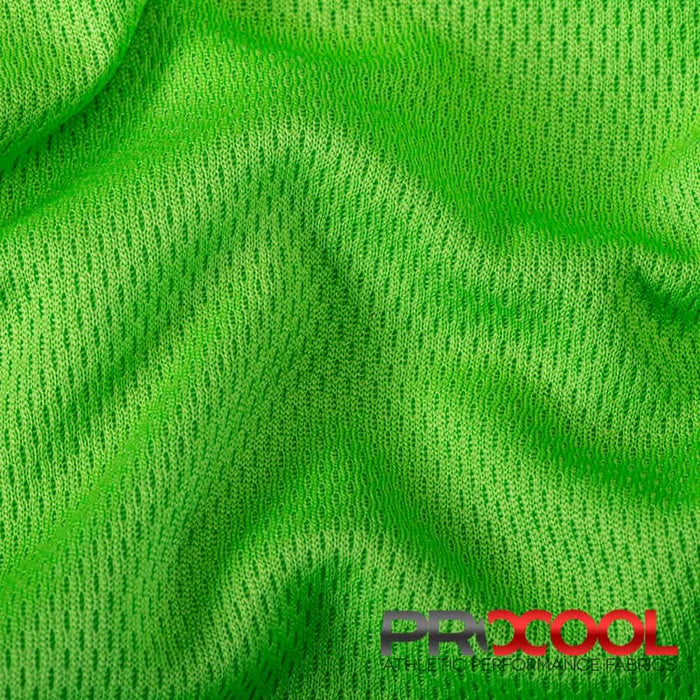 Experience the Vegan with ProCool FoodSAFE® Light-Medium Weight Jersey Mesh Fabric (W-337) in Spring Green. Performance-oriented.