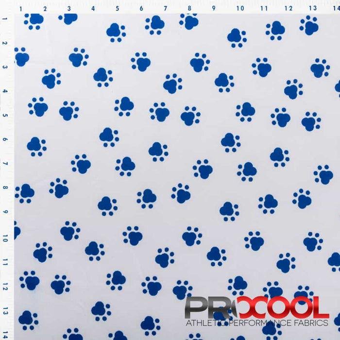 ProCool® Performance Interlock Print CoolMax Fabric (W-513) in Puppy Paws, ideal for Tank Tops. Durable and vibrant for crafting.