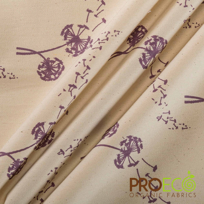 ProECO® Organic Cotton Twill Silver Print Fabric Dandelions Used for Sandwich Wraps