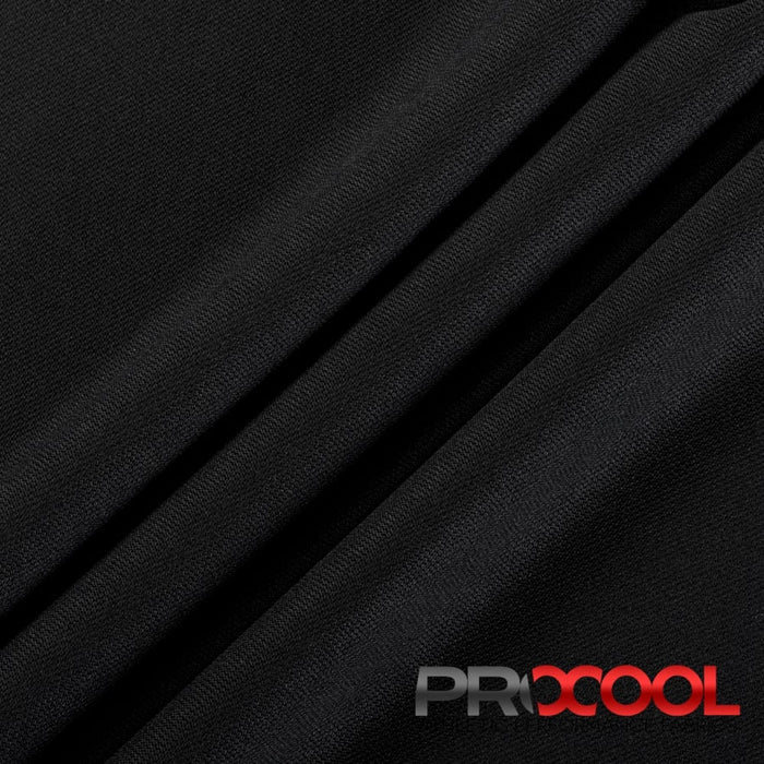 ProCool® Dri-QWick™ Sports Pique Mesh Silver CoolMax Fabric (W-529) in Black, ideal for T-Shirts. Durable and vibrant for crafting.