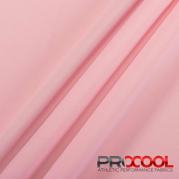 Experience the Vegan with ProCool FoodSAFE® Lightweight Lining Interlock Fabric (W-341) in Baby Pink. Performance-oriented.