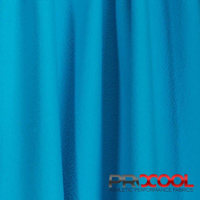 Choose sustainability with our ProCool® Dri-QWick™ Sports Fleece Silver CoolMax Fabric (W-211), in Aqua is designed for Antimicrobial