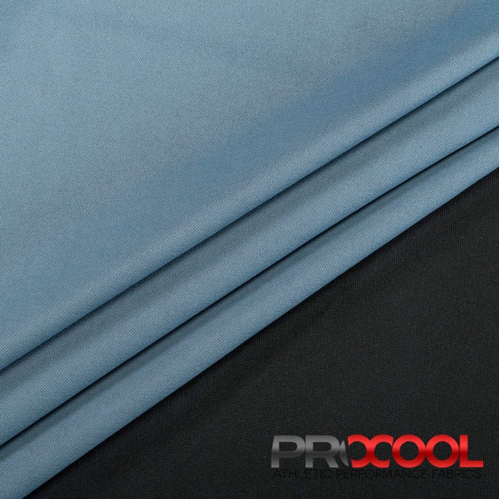 Stay dry and confident in our ProCool FoodSAFE® Medium Weight Xtra Stretch Jersey Fabric (W-346) with Latex Free in Denim Blue/Black