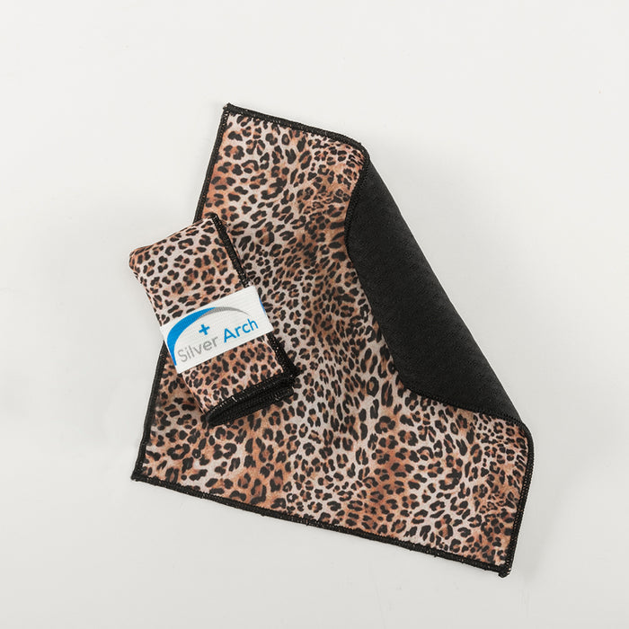 ProTEC® Stretch-FIT Fleece LITE Silver Print Fabric Baby Leopard Used for Silver Hankies